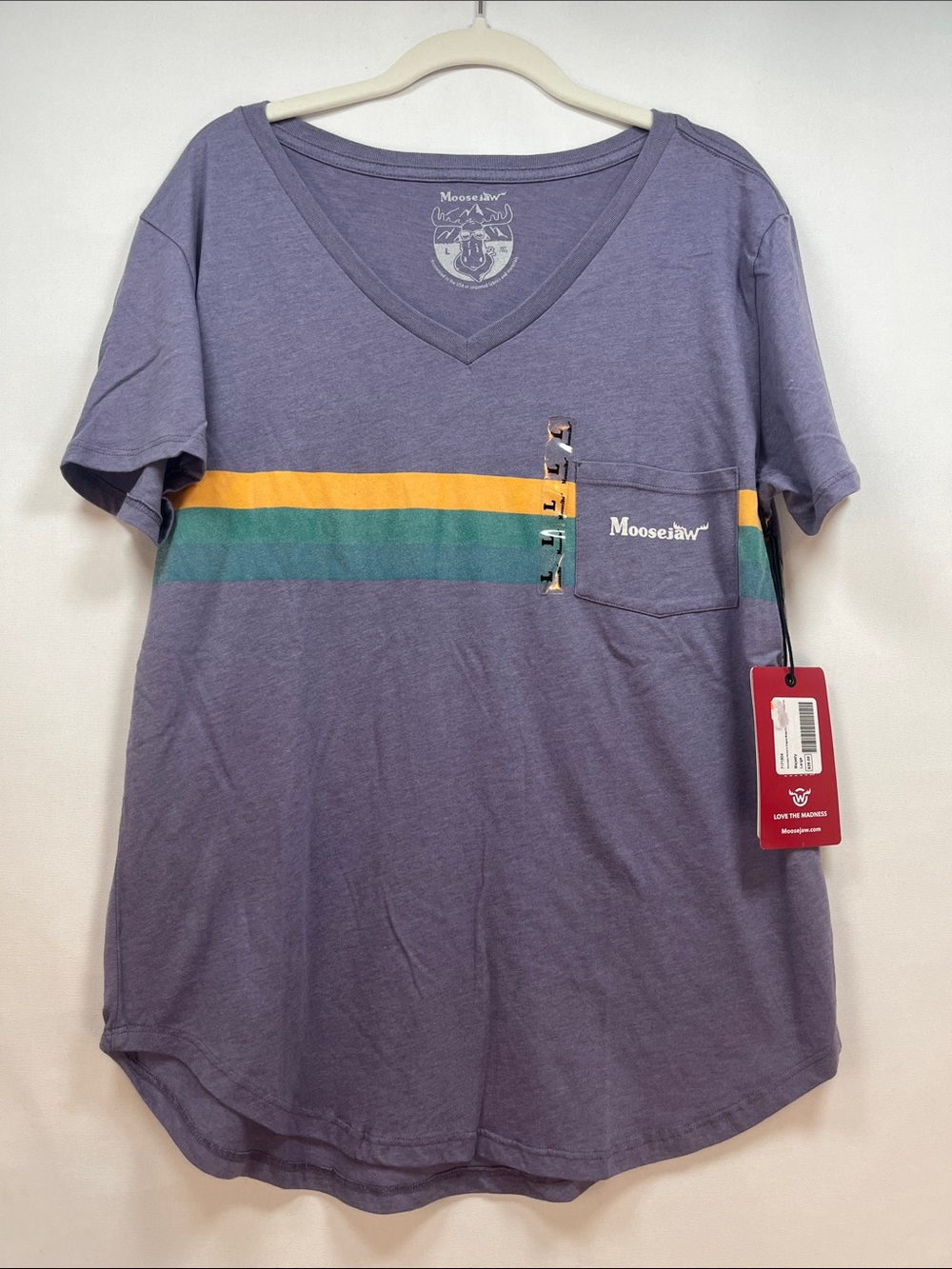 Moosejaw Women’s Original Flowy V-Neck Pocket Tee - Purple Heather - NWT Size L